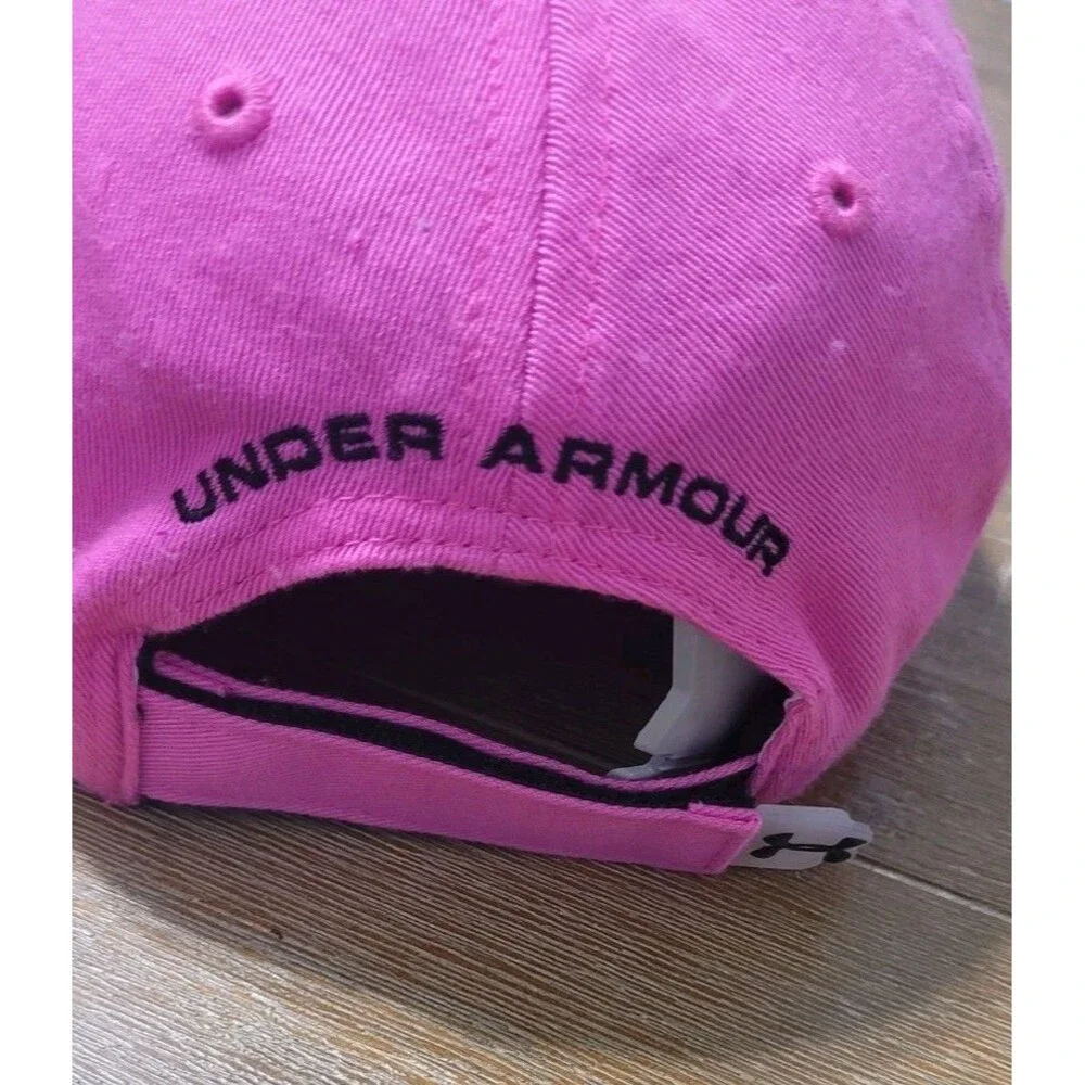Under Armour Hat Cap Youth Pink Adjustable Black symbol With Silver Dots